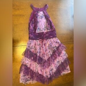 Marchesa Notte Elegant Purple Floral Dress